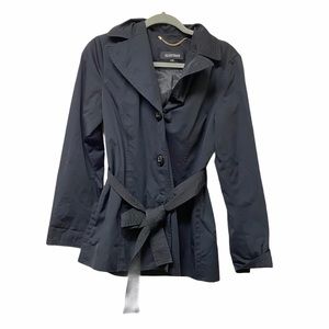 Ellen Tracy Black Nylon Hooded Trench Coat